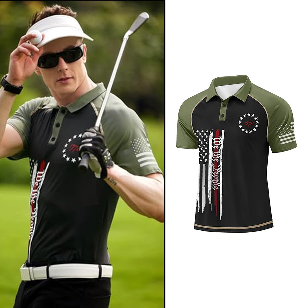 1776 USA Flag Graphic Polo Shirt Men's Patriotic Shirt Birthday Gifts For Boyfriend 1776 USA Flag Graphic Polo Shirt Men's Patriotic Shirt Birthday Gifts For Boyfriend