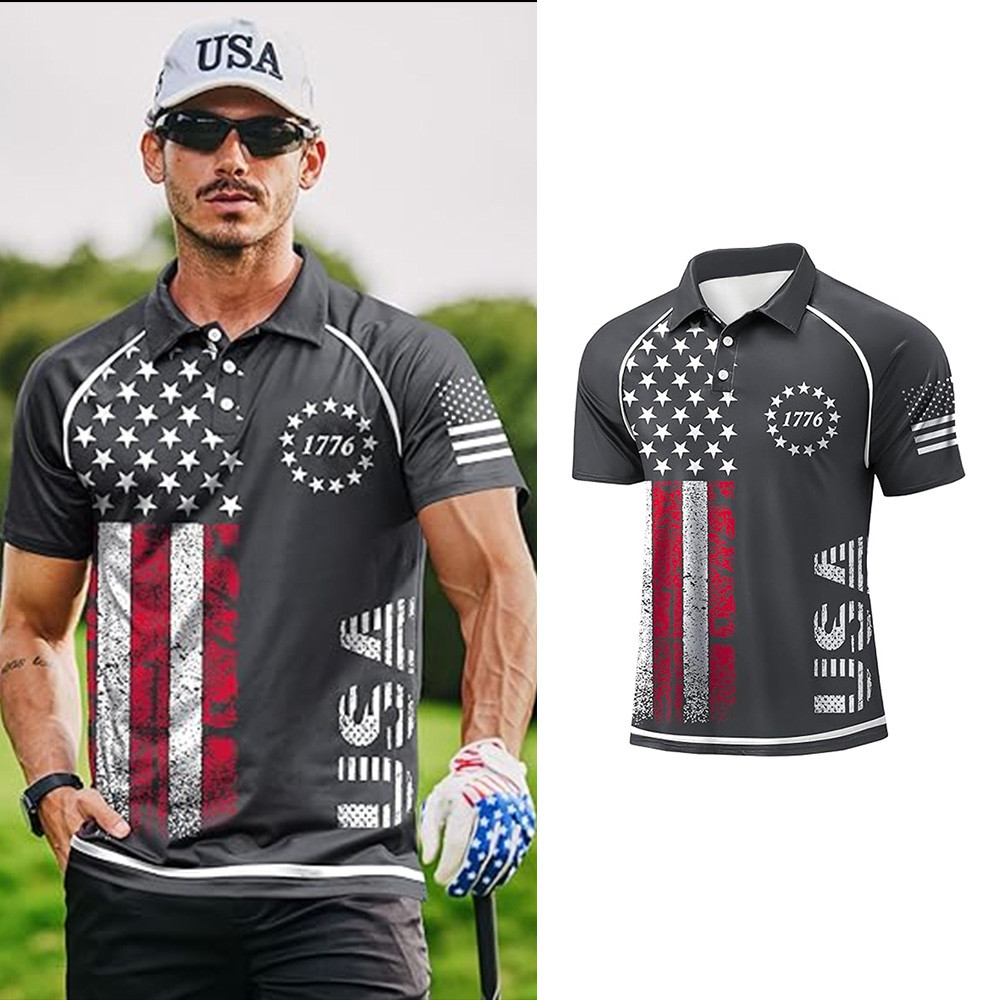 1776 USA Flag Polo Shirt Men's Patriotic Apparel Meaningful Gifts For Boyfriend 1776 USA Flag Polo Shirt Men's Patriotic Apparel Meaningful Gifts For Boyfriend