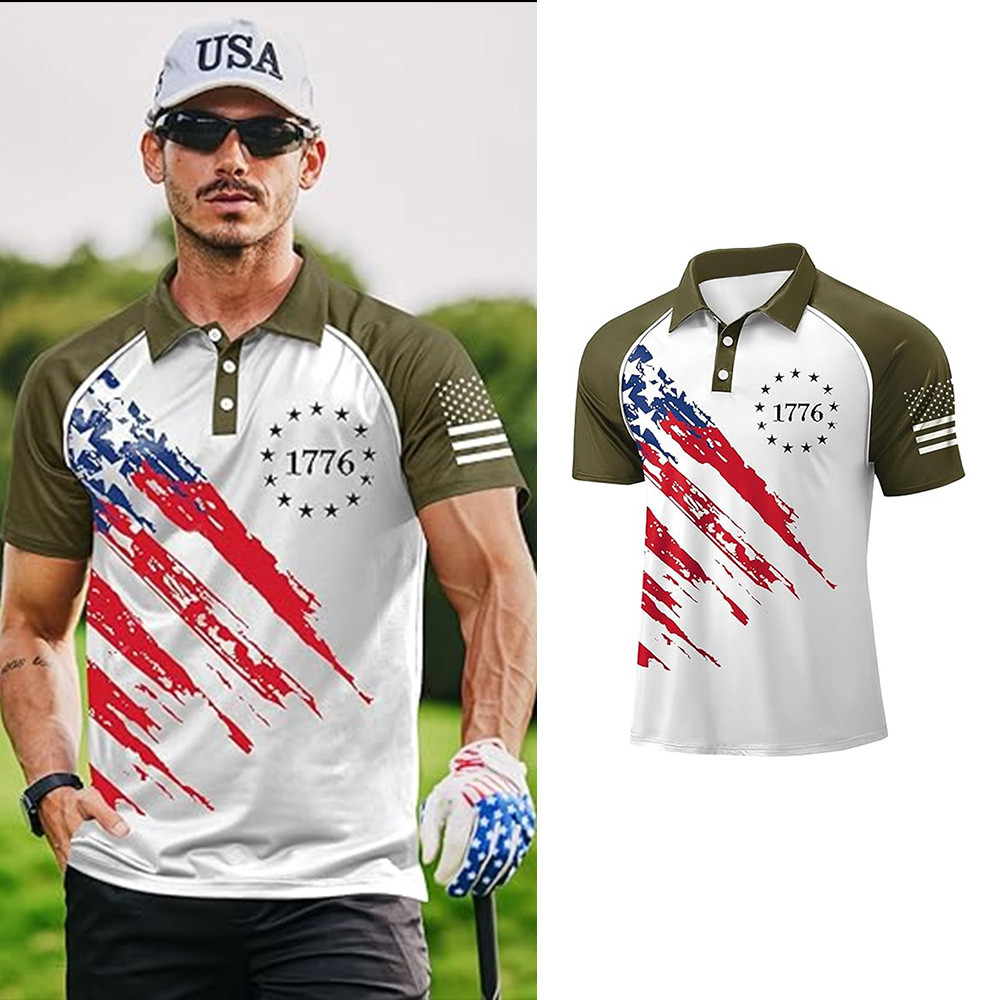 1776 USA Flag Polo Shirt Men's Patriotic Clothing Unique Gift For Boyfriend 1776 USA Flag Polo Shirt Men's Patriotic Clothing Unique Gift For Boyfriend