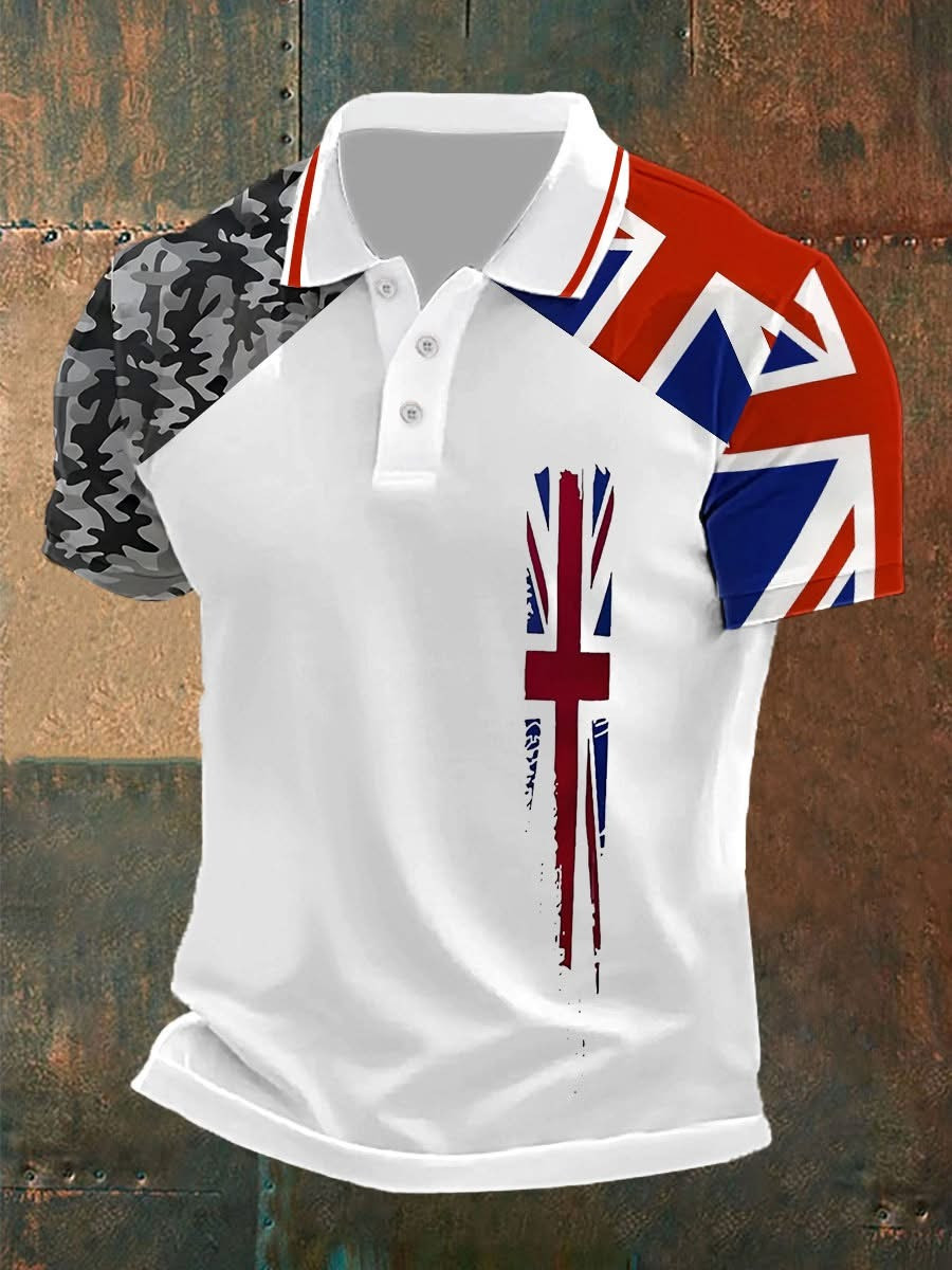 Camo Union Jack Flag Polo Shirt Men's Patriotic Clothing Gifts For Boyfriend Camo Union Jack Flag Polo Shirt Men's Patriotic Clothing Gifts For Boyfriend