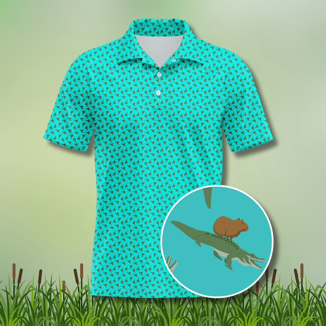 Capybara Crocodile Express Polo Shirt Funny Apparel Good Gifts For Dads Capybara Crocodile Express Polo Shirt Funny Apparel Good Gifts For Dads