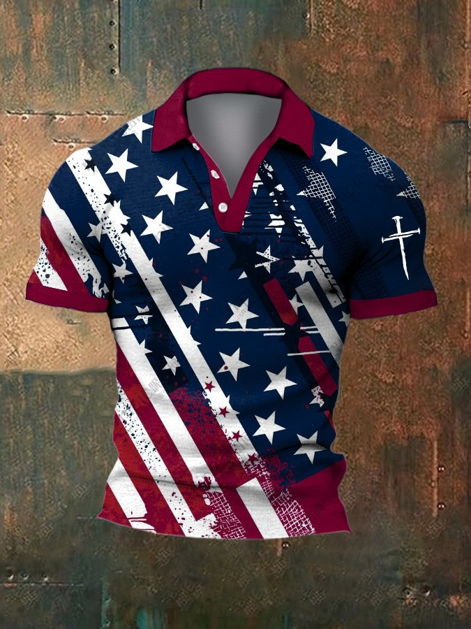 Christian Cross Faith Men's Polo Shirt Patriotic Christian Apparel Gifts For Bro Christian Cross Faith Men's Polo Shirt Patriotic Christian Apparel Gifts For Bro