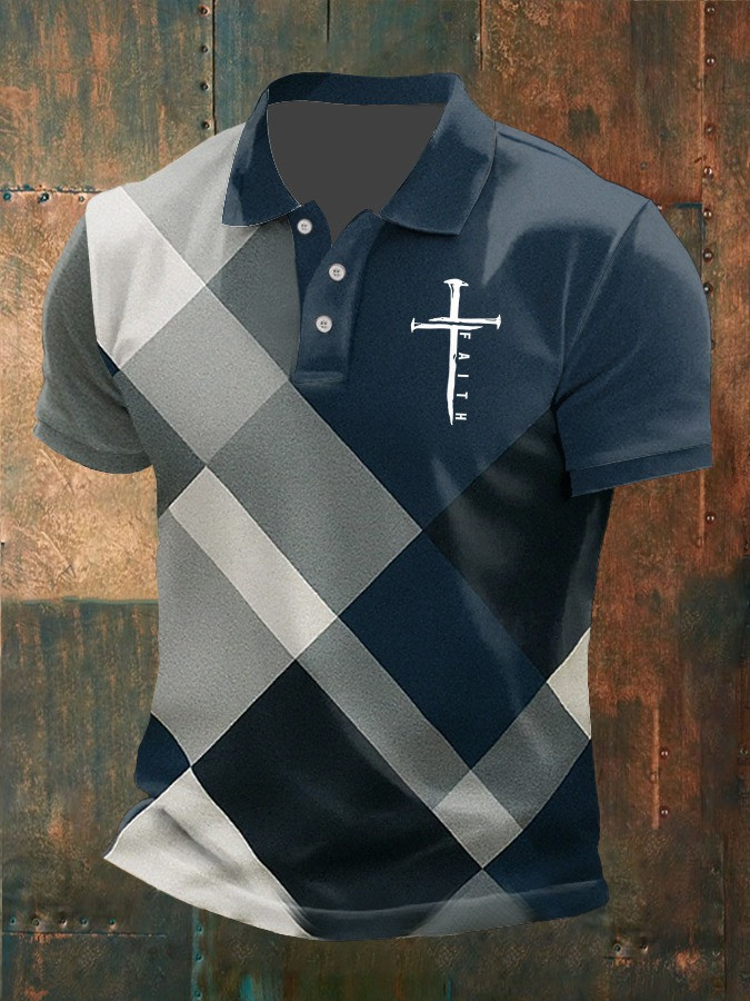 Faith Nail Men's Polo T-Shirt Faith Based Christian Unique Father's Day Gifts For Dad Faith Nail Men's Polo T-Shirt Faith Based Christian Unique Father's Day Gifts For Dad