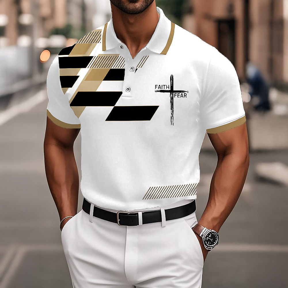 Faith Over Fear Geometric Polo Shirt Jesus Merch Christian Golf Gift For Dad Faith Over Fear Geometric Polo Shirt Jesus Merch Christian Golf Gift For Dad