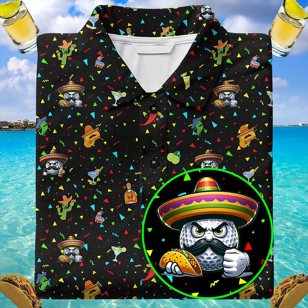 Fiesta Tacos Golf Polo Shirt Funny Design Mexico Cothes Gifts For Father Fiesta Tacos Golf Polo Shirt Funny Design Mexico Cothes Gifts For Father