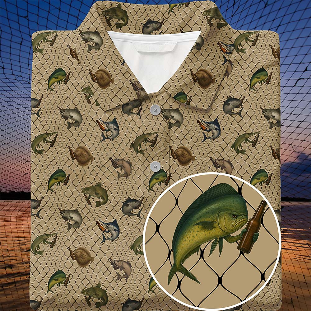 Funny Fish Beer Polo Shirt Unique Clothes Gifts For Fish Lovers Funny Fish Beer Polo Shirt Unique Clothes Gifts For Fish Lovers