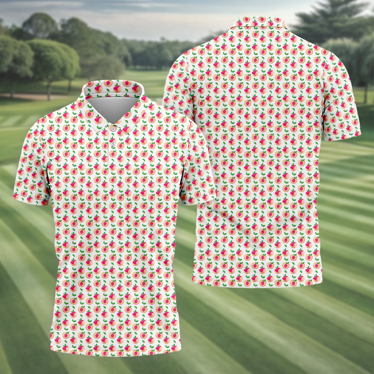 Funny Peachies Golf Polo 3D Shirt Present Husband Golf Gift Idea Funny Peachies Golf Polo 3D Shirt Present Husband Golf Gift Idea