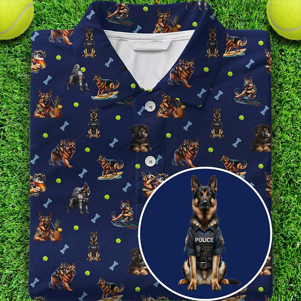 German Shepherd Police Dog Golf Polo Shirt Patriotic Clothes Gifts For Police German Shepherd Police Dog Golf Polo Shirt Patriotic Clothes Gifts For Police