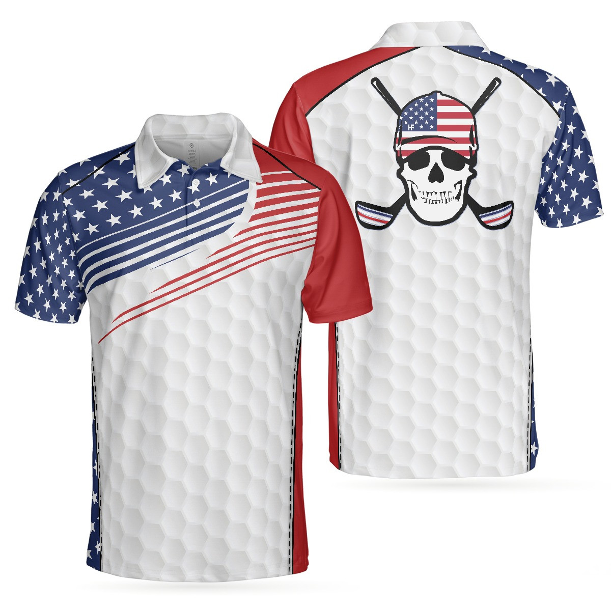 Golf Skull Wear Hat USA Golf Polo Shirt American Flag Polo Shirt Patriotic Gifts For Golfers Golf Skull Wear Hat USA Golf Polo Shirt American Flag Polo Shirt Patriotic Gifts For Golfers