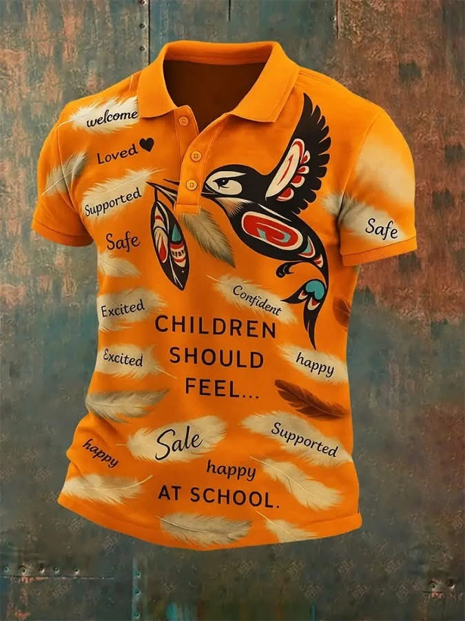 Hummingbird Every Child Matters Men's Polo Shirt Wear Orange Shirt Day 2025 Native Pride Hummingbird Every Child Matters Men's Polo Shirt Wear Orange Shirt Day 2025 Native Pride