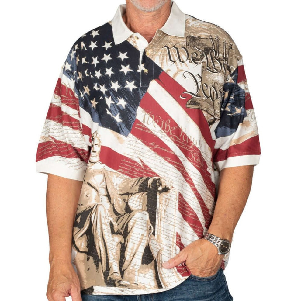 Men's Abraham Lincoln We The People Polo Shirt Best Patriotic Gifts For Men Men's Abraham Lincoln We The People Polo Shirt Best Patriotic Gifts For Men