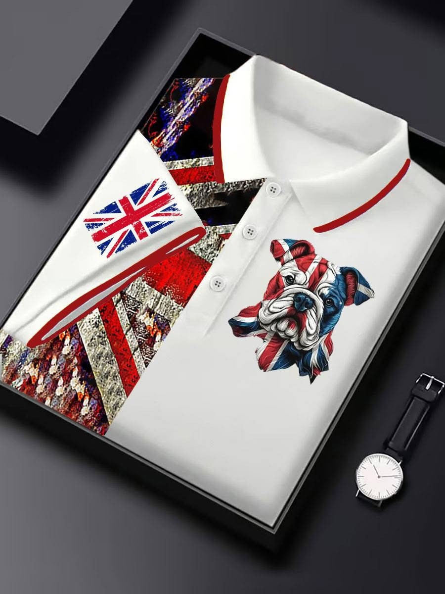 Mens England Flag Polo Shirt Vintage British Bulldog Casual Top Gift For Brits Mens England Flag Polo Shirt Vintage British Bulldog Casual Top Gift For Brits