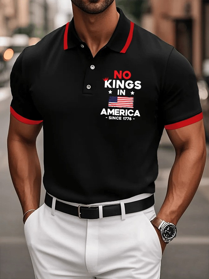 Men's No King In America Since 1776 Polo Shirt Gift For Dad Men's No King In America Since 1776 Polo Shirt Gift For Dad