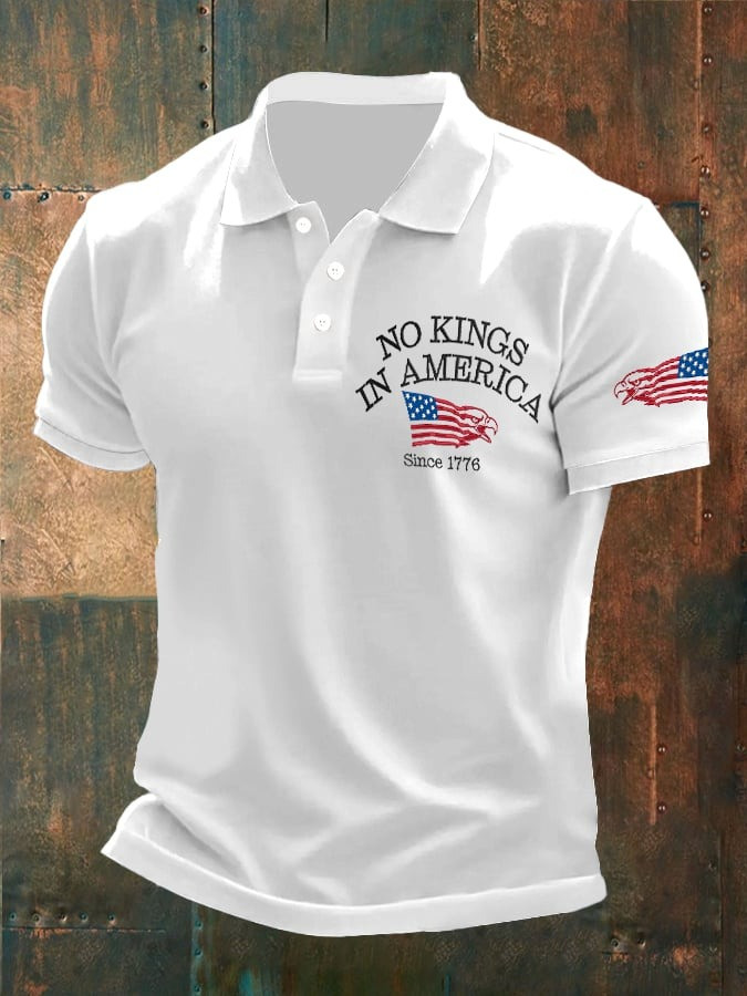 Men's Vintage No Kings In America Since 1776 Polo Shirt Gift For Him Men's Vintage No Kings In America Since 1776 Polo Shirt Gift For Him