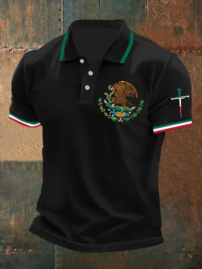Mexico Faith Christian Cross Men's Polo Shirt Mexican Clothing Gifts For Dad Mexico Faith Christian Cross Men's Polo Shirt Mexican Clothing Gifts For Dad