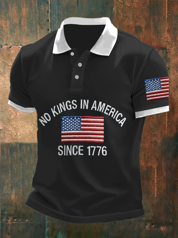 No King In America Since 1776 Men's Polo Shirt Best Idea Gift For Him No King In America Since 1776 Men's Polo Shirt Best Idea Gift For Him