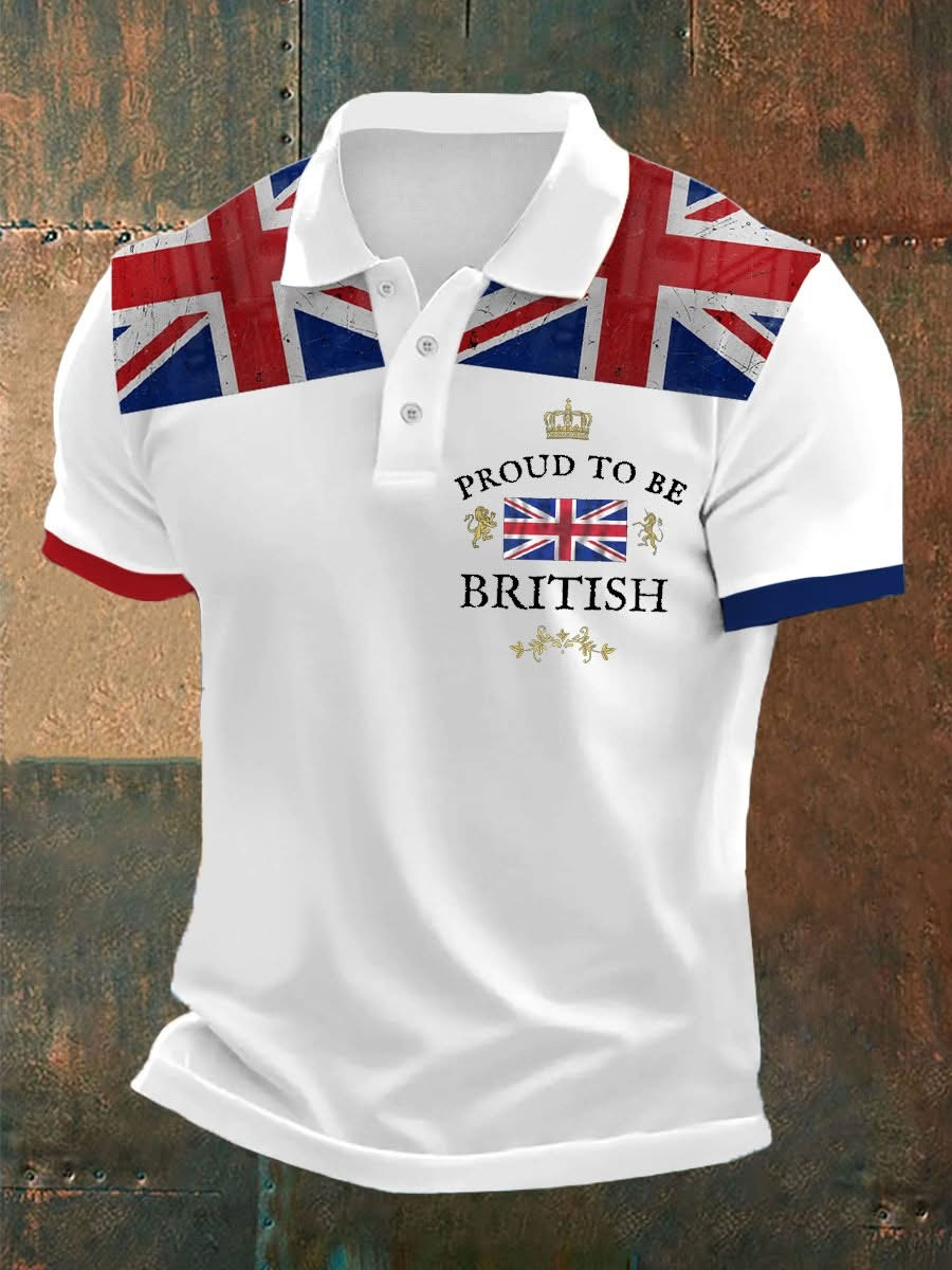 Proud To Be British Polo Shirt Men's Patriotic Apparel Gifts For Dad Proud To Be British Polo Shirt Men's Patriotic Apparel Gifts For Dad