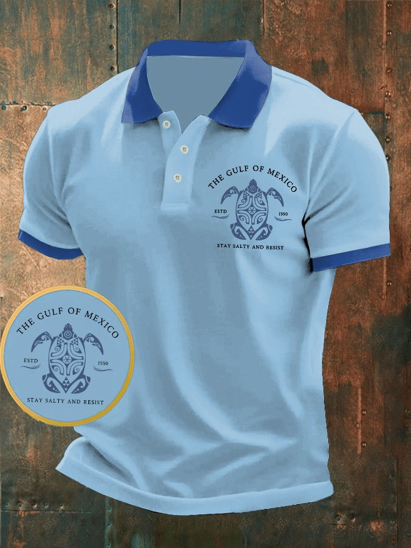 Sea Turtle Gulf Of Mexico Polo Shirt Men's Stay Salty And Resist EST 1550 Merch Apparel Sea Turtle Gulf Of Mexico Polo Shirt Men's Stay Salty And Resist EST 1550 Merch Apparel