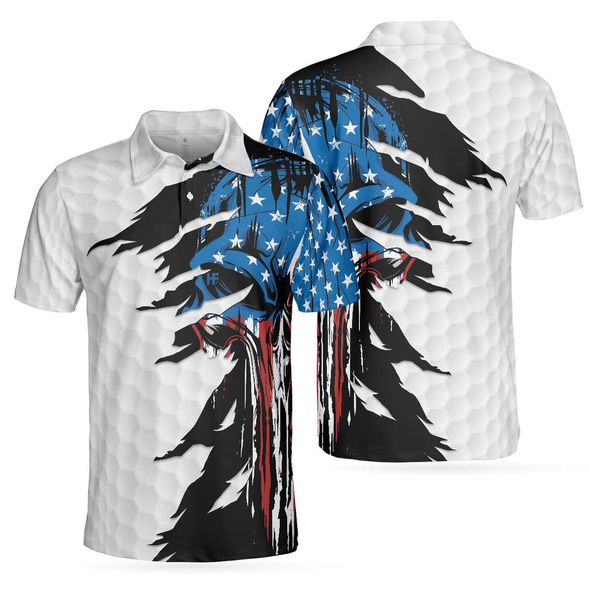 Skull American Ripped Golf Polo Shirt White American Flag Golf Shirt Patriotic Gifts Skull American Ripped Golf Polo Shirt White American Flag Golf Shirt Patriotic Gifts