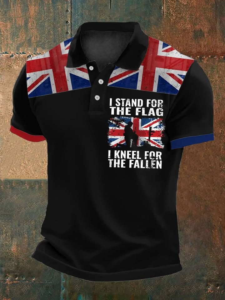 Stand For The Flag Kneel For The Fallen British Polo Shirt Patriotic Apparel Stand For The Flag Kneel For The Fallen British Polo Shirt Patriotic Apparel