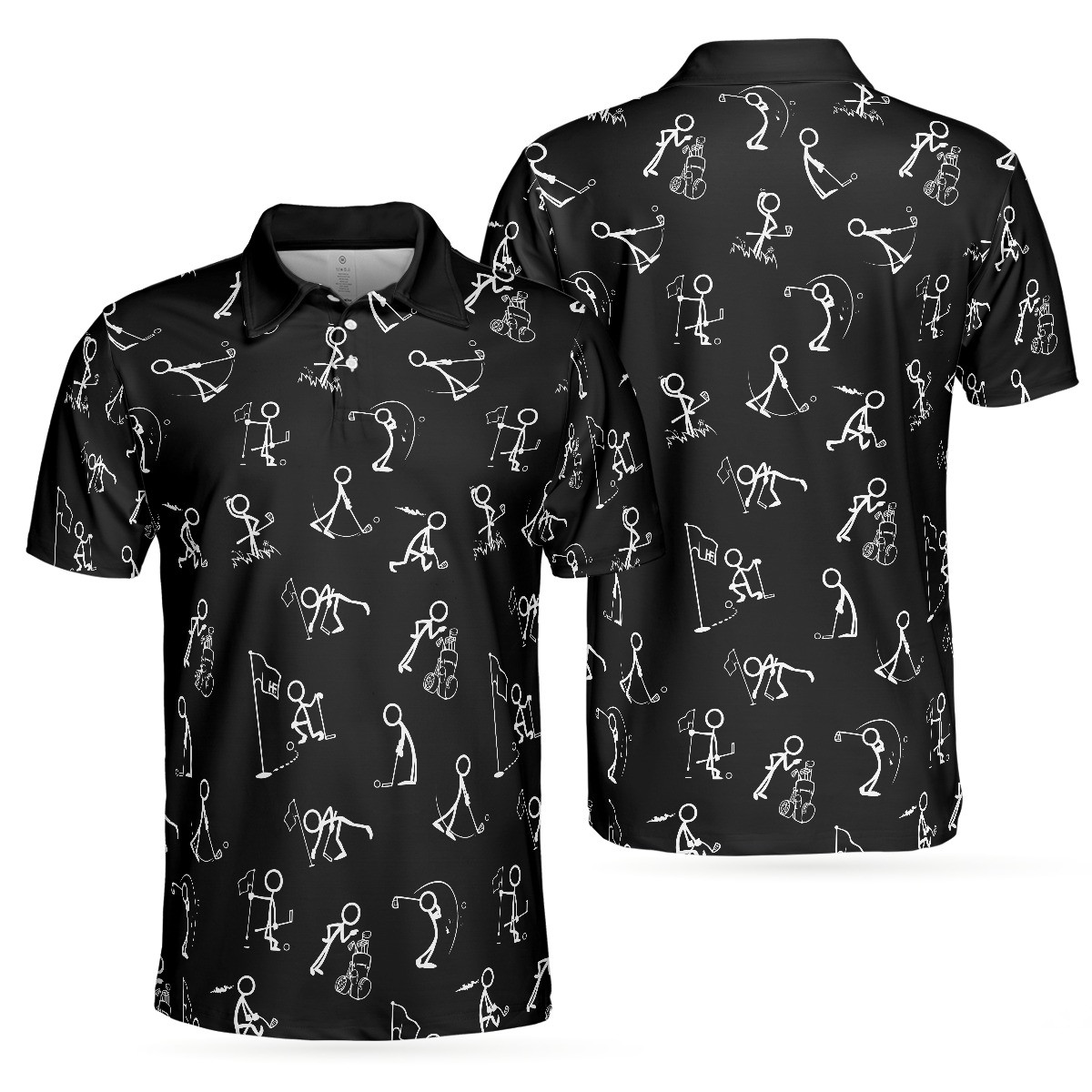 Stickfigures Playing Golf Polo Shirt Doodling Golfer Polo Shirt Best Gifts For Men Stickfigures Playing Golf Polo Shirt Doodling Golfer Polo Shirt Best Gifts For Men