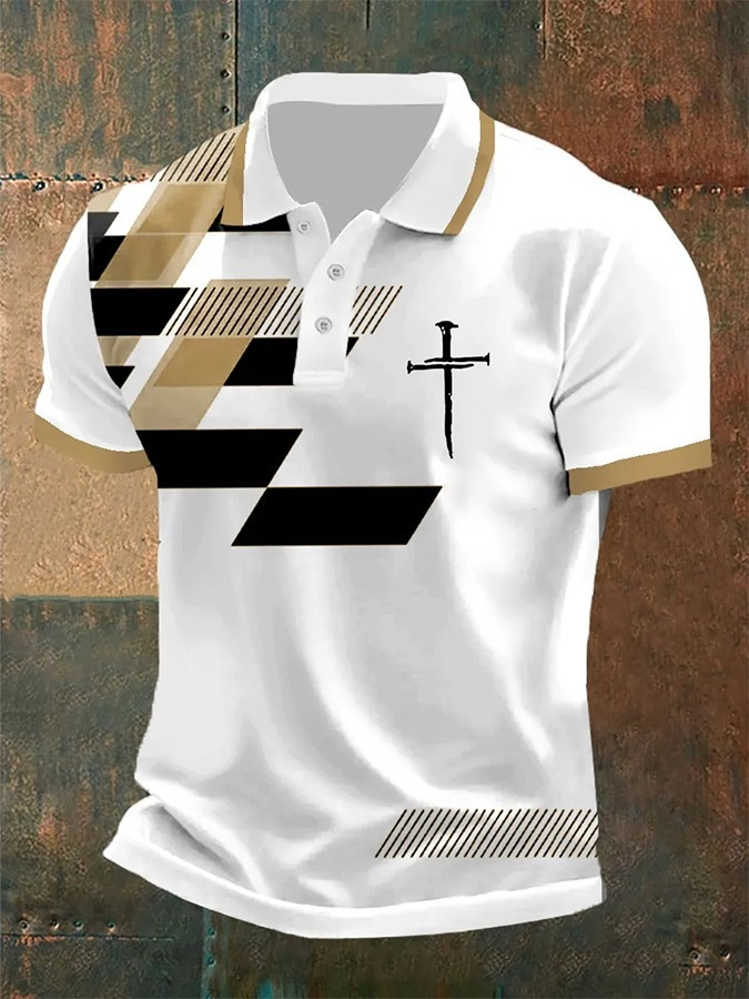 Three Nail Cross Men's Polo Shirt Faith Based Clothing Best Gifts For Dad Ideas For Him Three Nail Cross Men's Polo Shirt Faith Based Clothing Best Gifts For Dad Ideas For Him