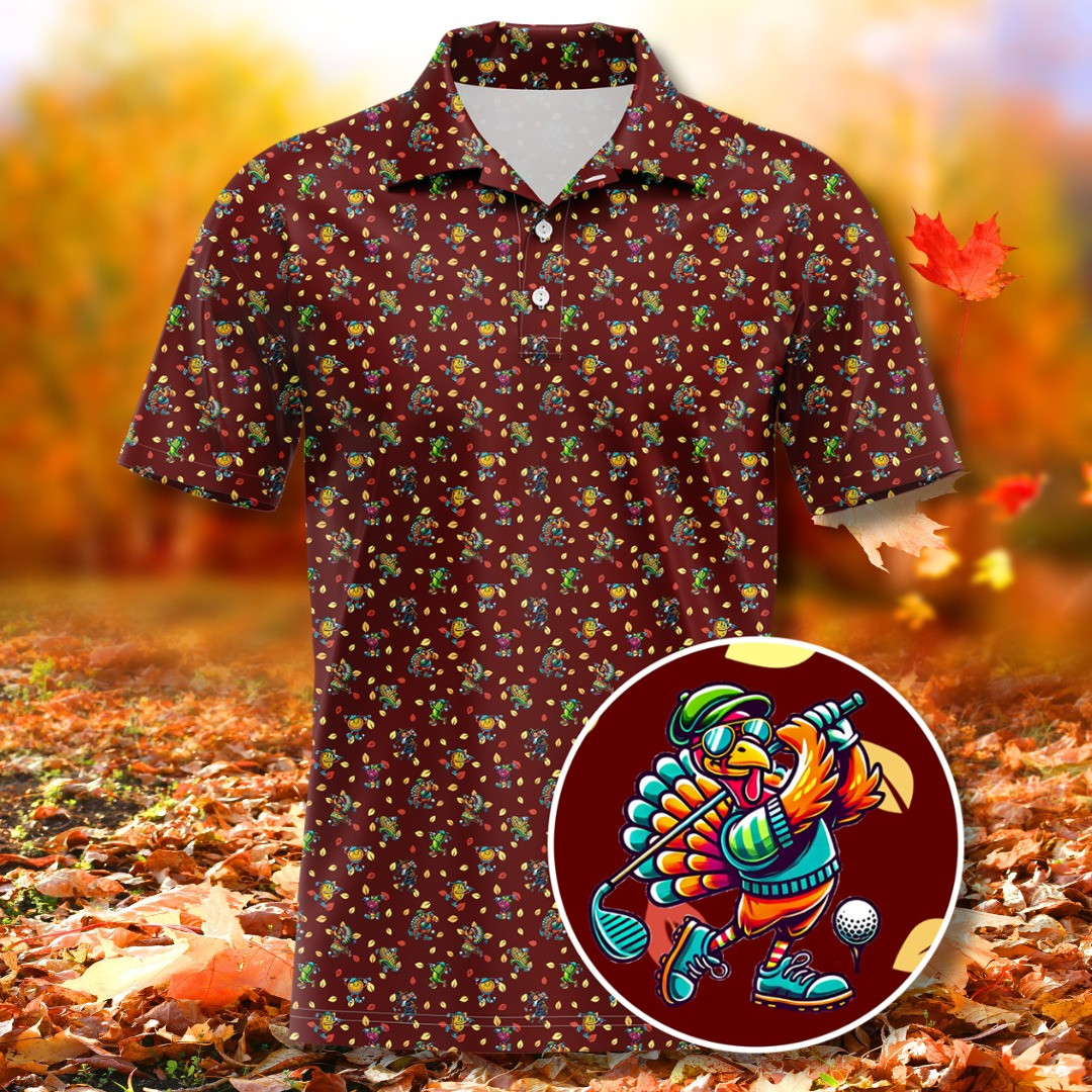Turkey Golf Polo Shirt Funny Gifts For Golf Lovers Turkey Golf Polo Shirt Funny Gifts For Golf Lovers