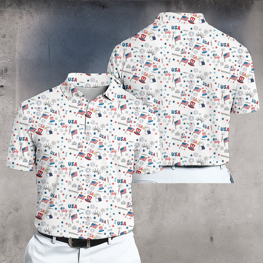 USA Golf Polo Shirt For Men Women Patriotic American Flag Golf Shirt 4th of July Gifts USA Golf Polo Shirt For Men Women Patriotic American Flag Golf Shirt 4th of July Gifts