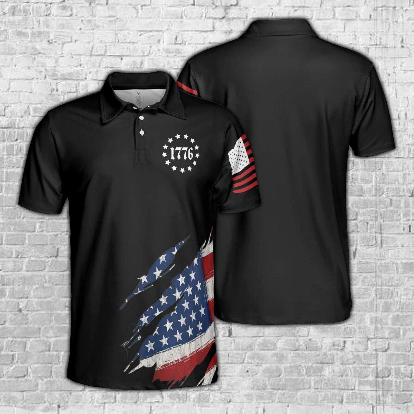 1776 American Flag Fourth Of July Patriotic Memorial Day USA Polo Shirt Dad Gifts 1776 American Flag Fourth Of July Patriotic Memorial Day USA Polo Shirt Dad Gifts