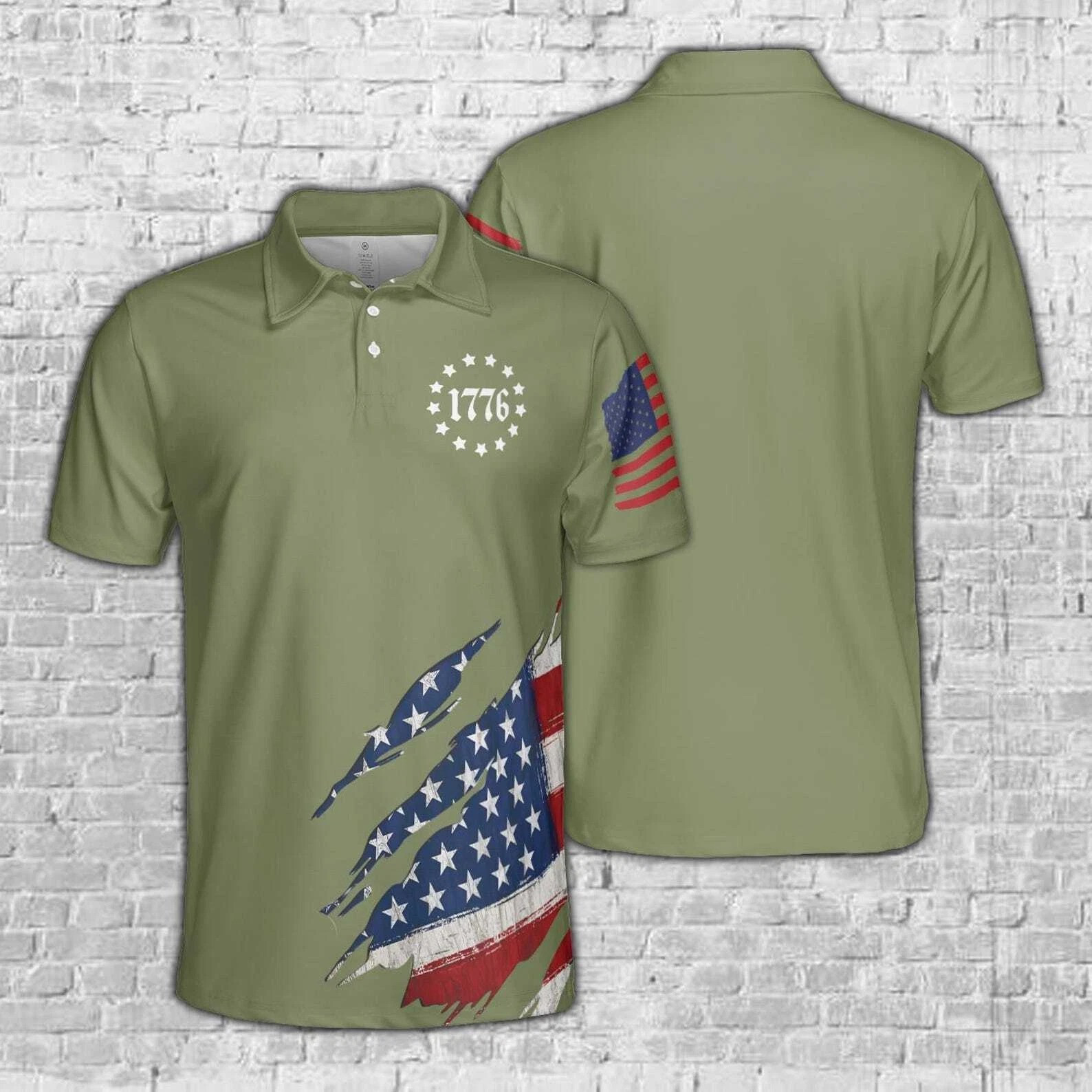 1776 American Flag Fourth Of July Patriotic Memorial Day USA Polo Shirt Dad Gifts 1776 American Flag Fourth Of July Patriotic Memorial Day USA Polo Shirt Dad Gifts