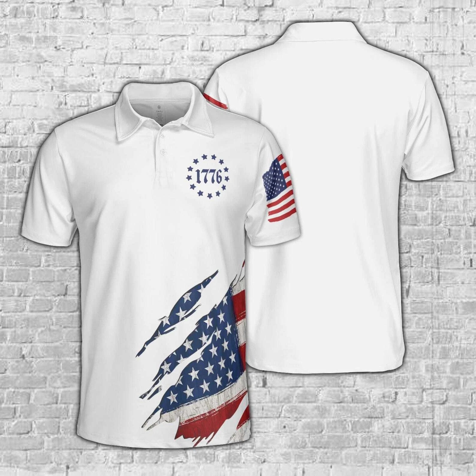 1776 American Flag Fourth Of July Patriotic Memorial Day USA Polo Shirt Dad Gifts 1776 American Flag Fourth Of July Patriotic Memorial Day USA Polo Shirt Dad Gifts