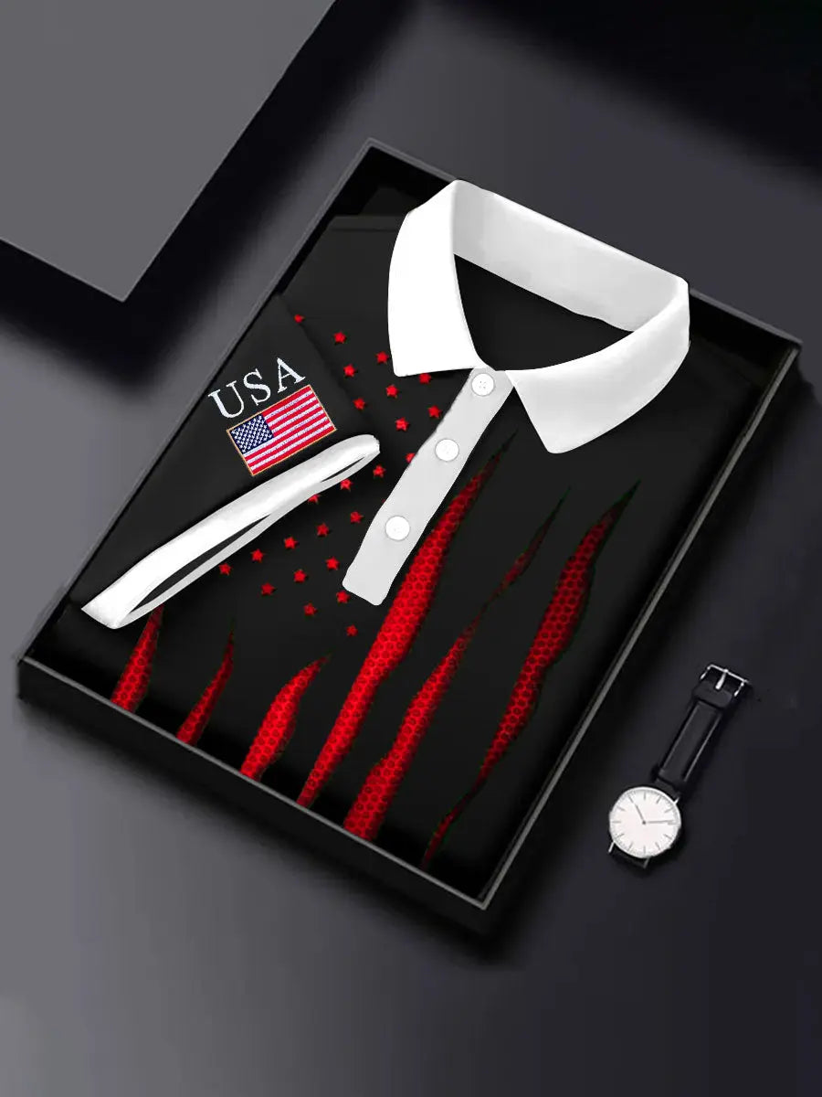 1776 Patriotic Polo Shirt with Flag Design Gift for USA Pride Men 1776 Patriotic Polo Shirt with Flag Design Gift for USA Pride Men