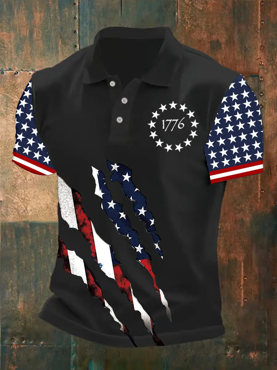 1776 Patriotic USA Flag Polo Shirt Gift for Independence Day Fans 1776 Patriotic USA Flag Polo Shirt Gift for Independence Day Fans
