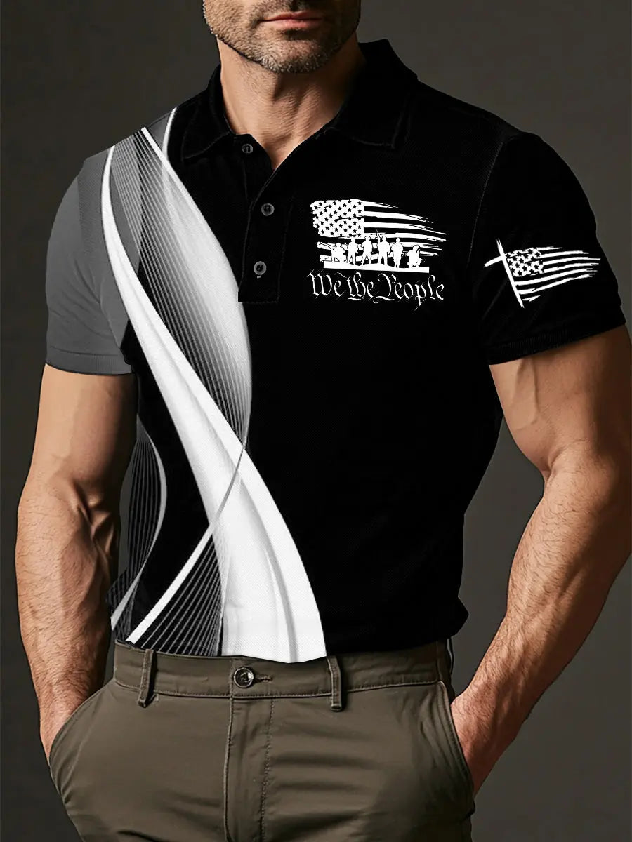 1776 We The People Flag Polo Shirt Patriotic Gift for American Pride Supporters 1776 We The People Flag Polo Shirt Patriotic Gift for American Pride Supporters