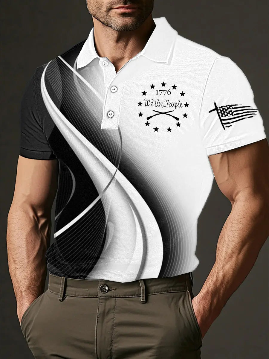 1776 We The People Men's Polo Shirt Patriotic Gift for American History Fans 1776 We The People Men's Polo Shirt Patriotic Gift for American History Fans