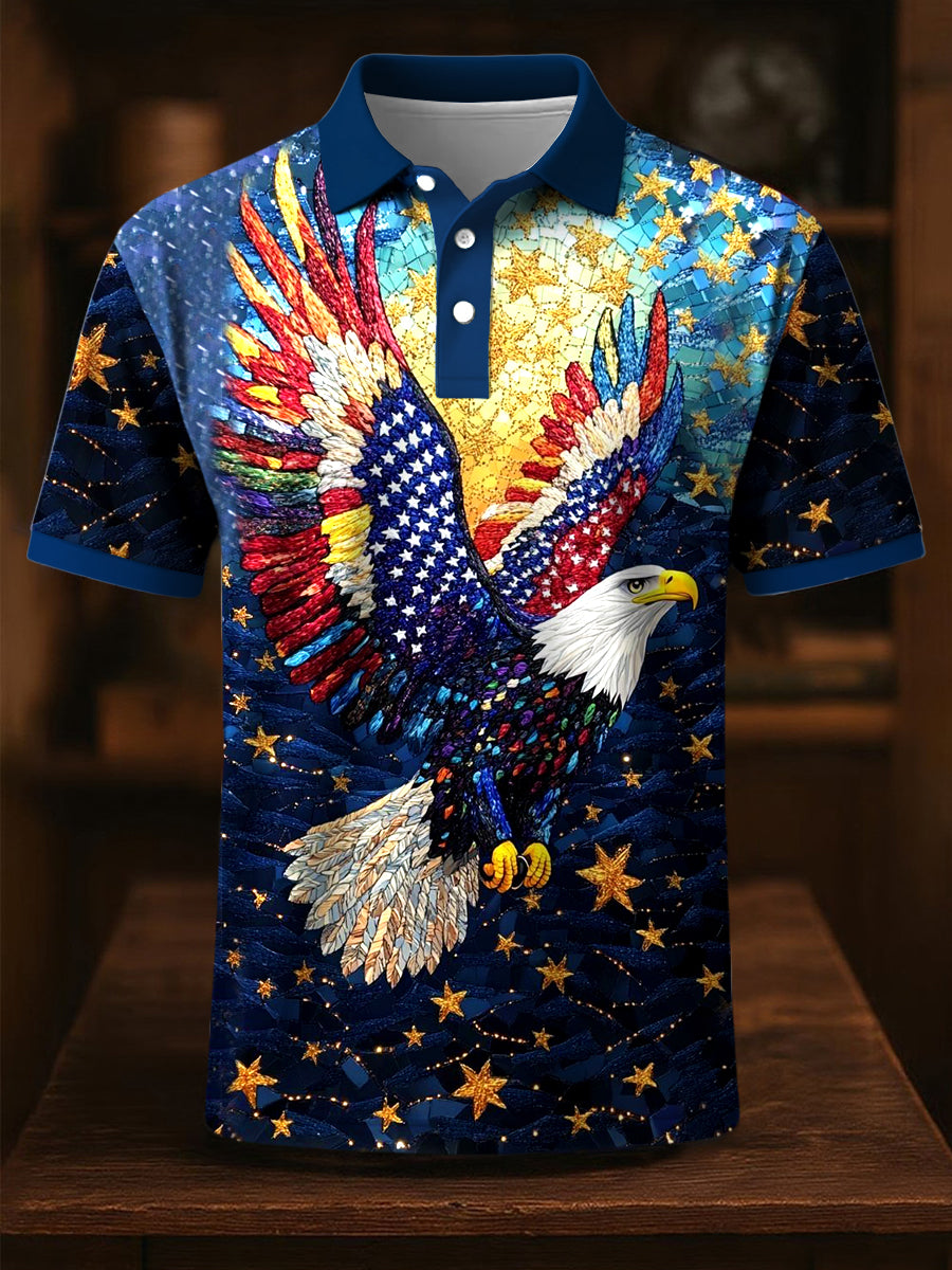 American Eagle Polo Shirt patriotic gift for USA pride supporters with vivid starry design American Eagle Polo Shirt patriotic gift for USA pride supporters with vivid starry design