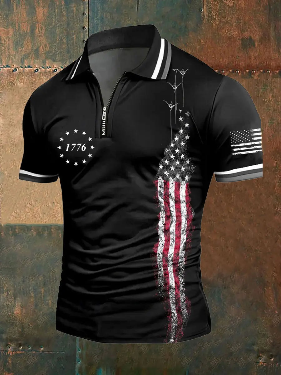American Flag 1776 Polo Shirt for Patriotic Style Gift for USA Pride Supporters American Flag 1776 Polo Shirt for Patriotic Style Gift for USA Pride Supporters
