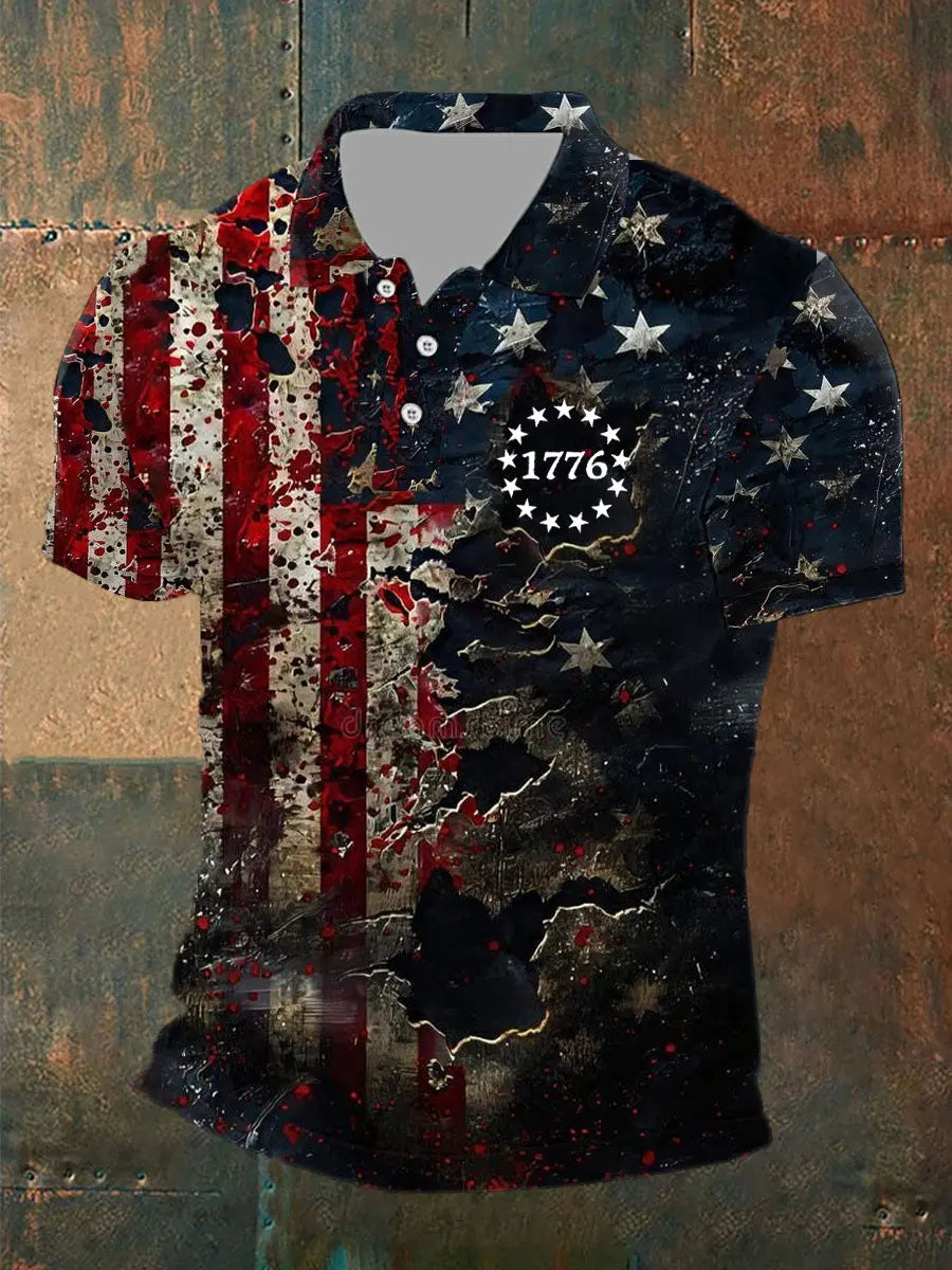 American Flag 1776 Polo Shirt Patriotic Gift for Independence Day Fans Casual Wear American Flag 1776 Polo Shirt Patriotic Gift for Independence Day Fans Casual Wear