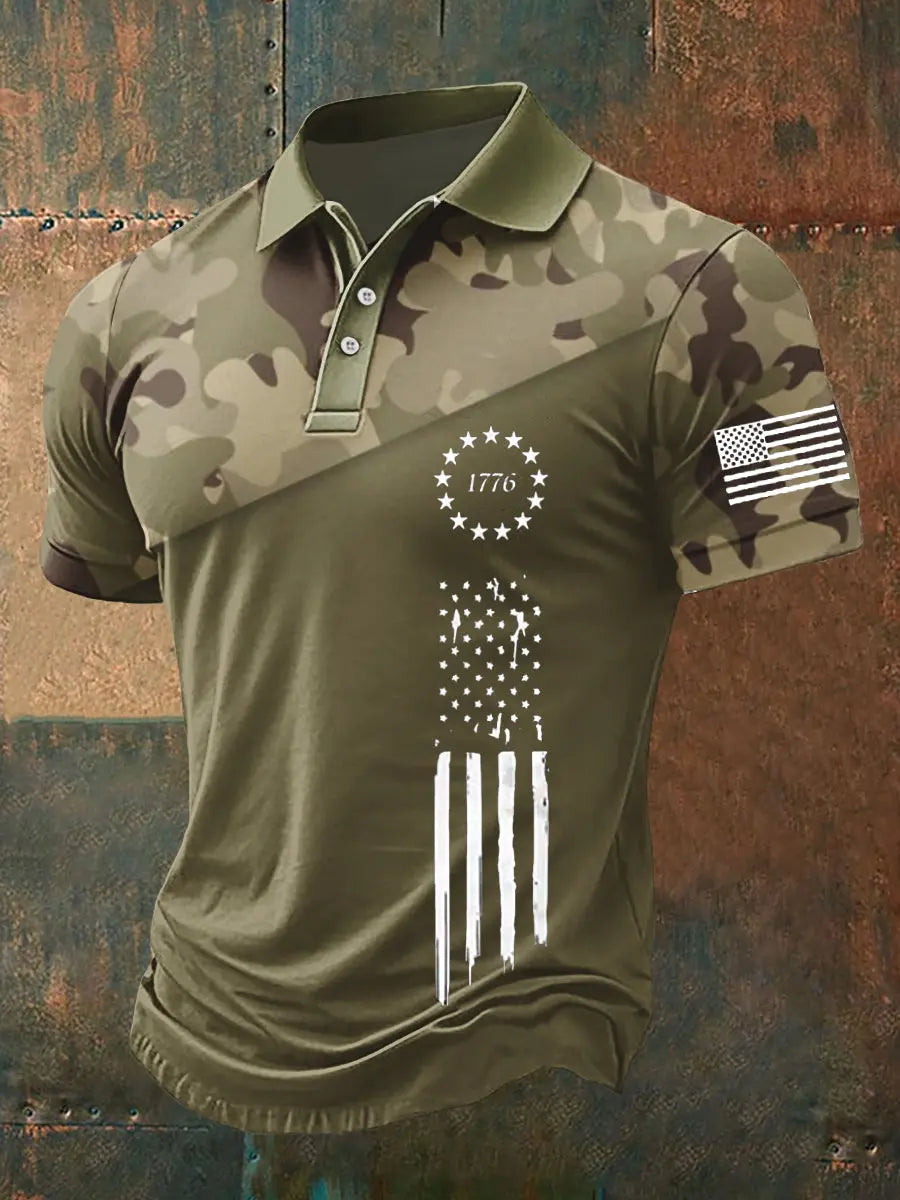 American Flag 1776 Polo Shirt Patriotic Gift for USA Supporters Camouflage Design American Flag 1776 Polo Shirt Patriotic Gift for USA Supporters Camouflage Design