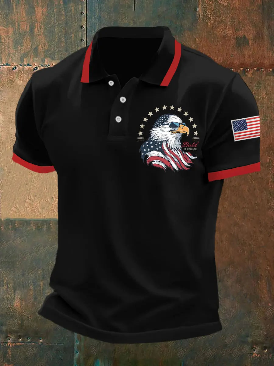 American Flag Bald Eagle Polo Shirt Gift for Independence Day Celebration USA Pride Wear American Flag Bald Eagle Polo Shirt Gift for Independence Day Celebration USA Pride Wear