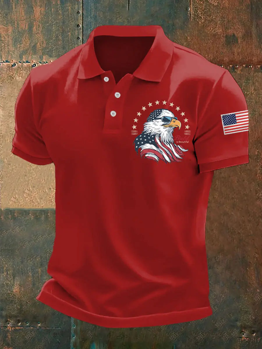 American Flag Bald Eagle Polo Shirt Gift for Independence Day Celebration USA Pride Wear American Flag Bald Eagle Polo Shirt Gift for Independence Day Celebration USA Pride Wear