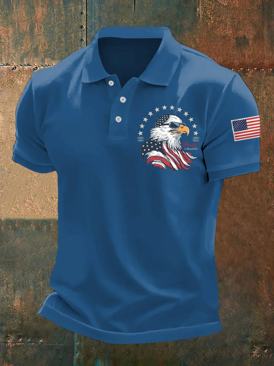 American Flag Bald Eagle Polo Shirt Gift for Independence Day Celebration USA Pride Wear American Flag Bald Eagle Polo Shirt Gift for Independence Day Celebration USA Pride Wear