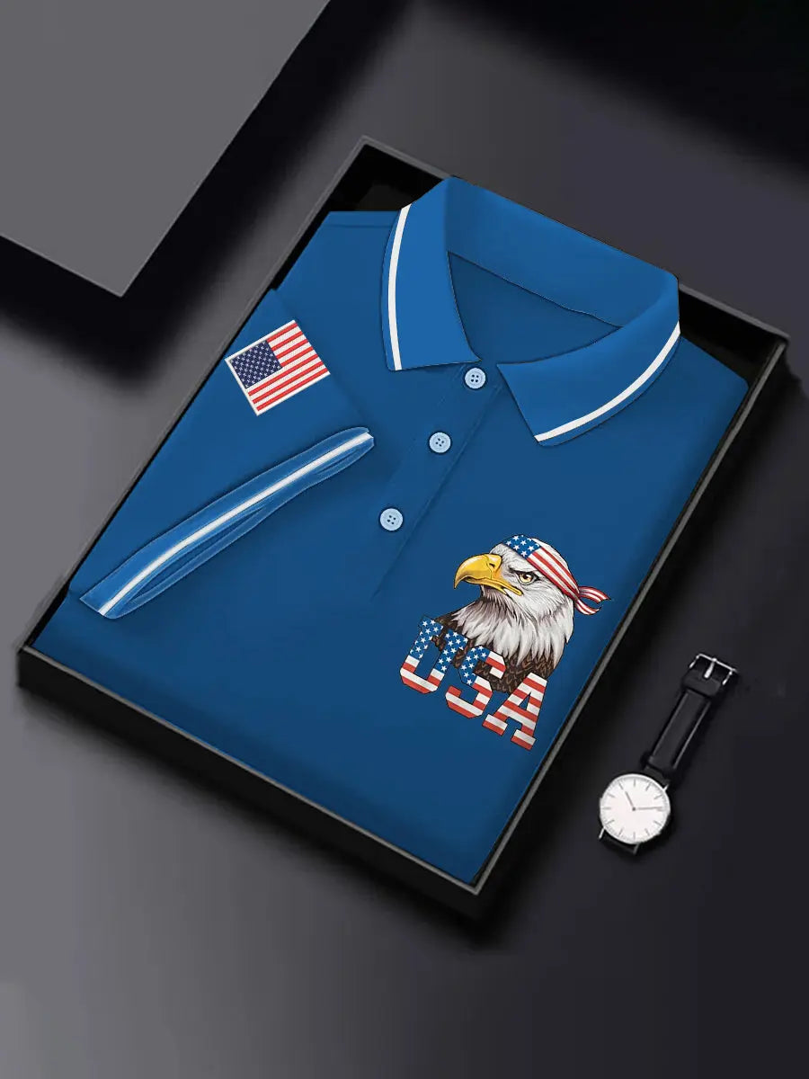 American Flag Bald Eagle Polo Shirt Independence Day Patriotic Gift for USA Fans American Flag Bald Eagle Polo Shirt Independence Day Patriotic Gift for USA Fans