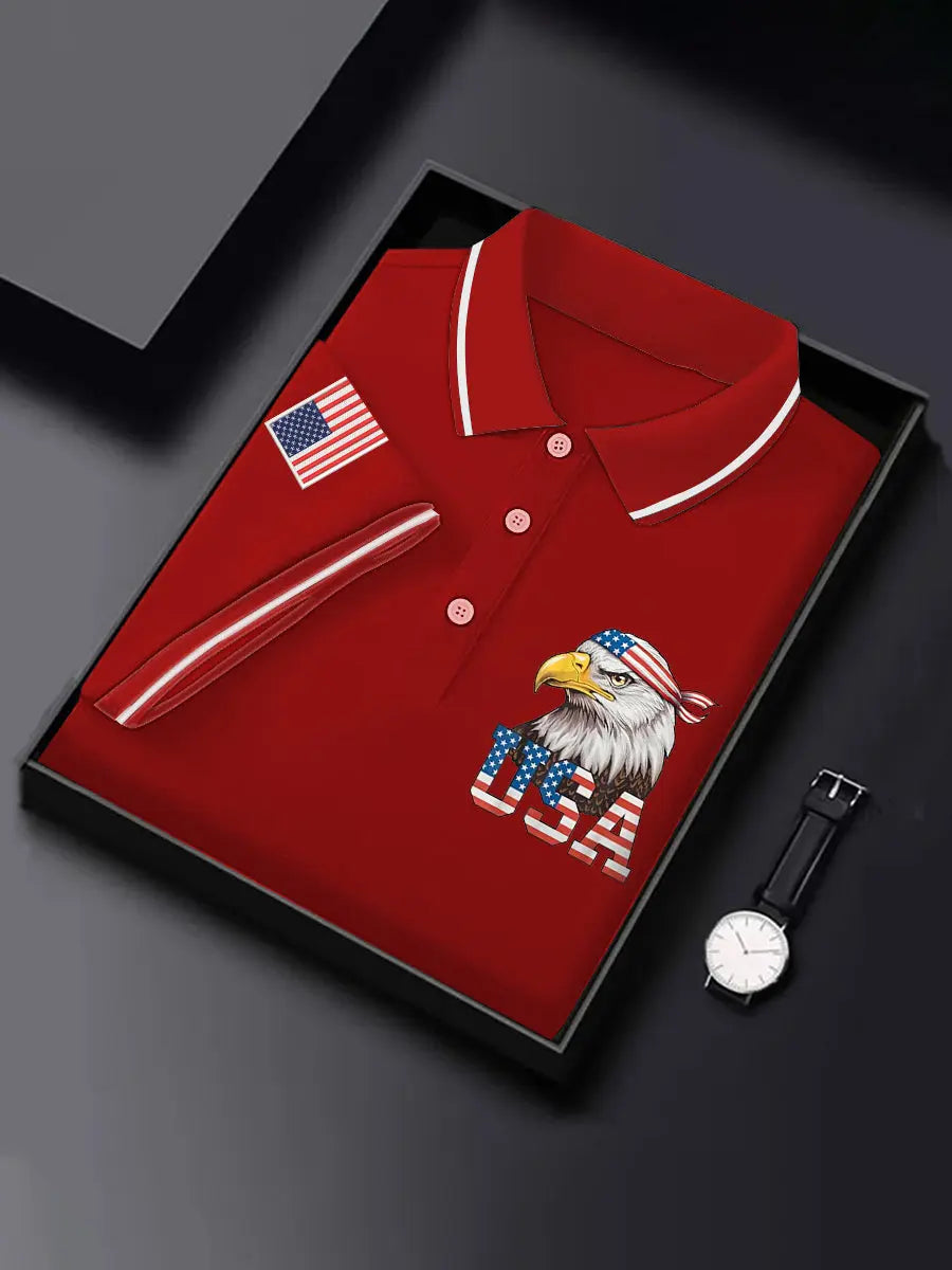 American Flag Bald Eagle Polo Shirt Independence Day Patriotic Gift for USA Fans American Flag Bald Eagle Polo Shirt Independence Day Patriotic Gift for USA Fans
