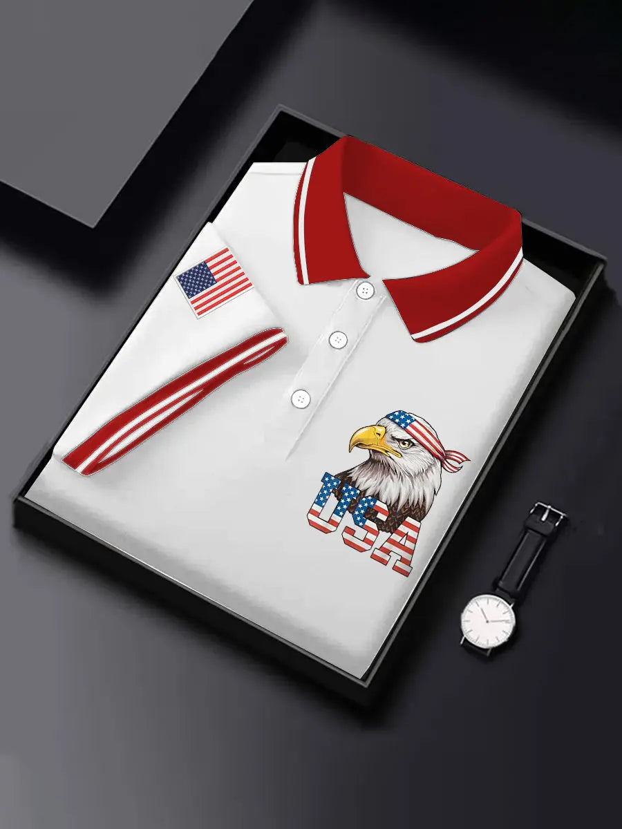 American Flag Bald Eagle Polo Shirt Independence Day Patriotic Gift for USA Fans American Flag Bald Eagle Polo Shirt Independence Day Patriotic Gift for USA Fans