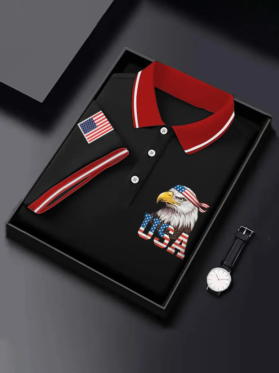 American Flag Bald Eagle Polo Shirt Independence Day Patriotic Gift for USA Fans American Flag Bald Eagle Polo Shirt Independence Day Patriotic Gift for USA Fans
