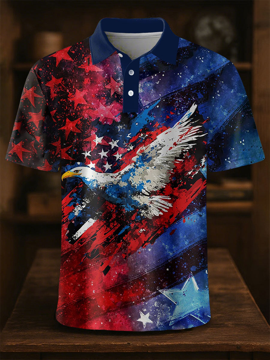 American Flag Eagle Polo Shirt Patriotic Gift for USA Pride Casual Button Top American Flag Eagle Polo Shirt Patriotic Gift for USA Pride Casual Button Top