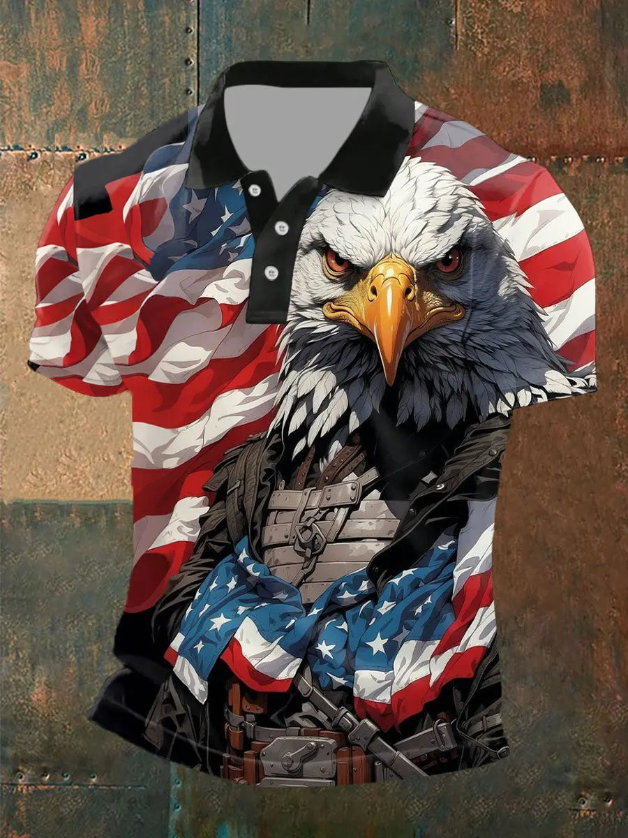 American Flag Eagle Polo Shirt Patriotic Gift for USA Pride Casual Wear Men American Flag Eagle Polo Shirt Patriotic Gift for USA Pride Casual Wear Men