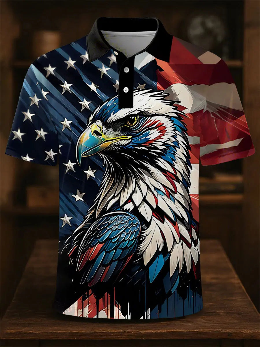 American Flag Eagle Polo Shirt Patriotic Gift for USA Supporters Casual Wear American Flag Eagle Polo Shirt Patriotic Gift for USA Supporters Casual Wear