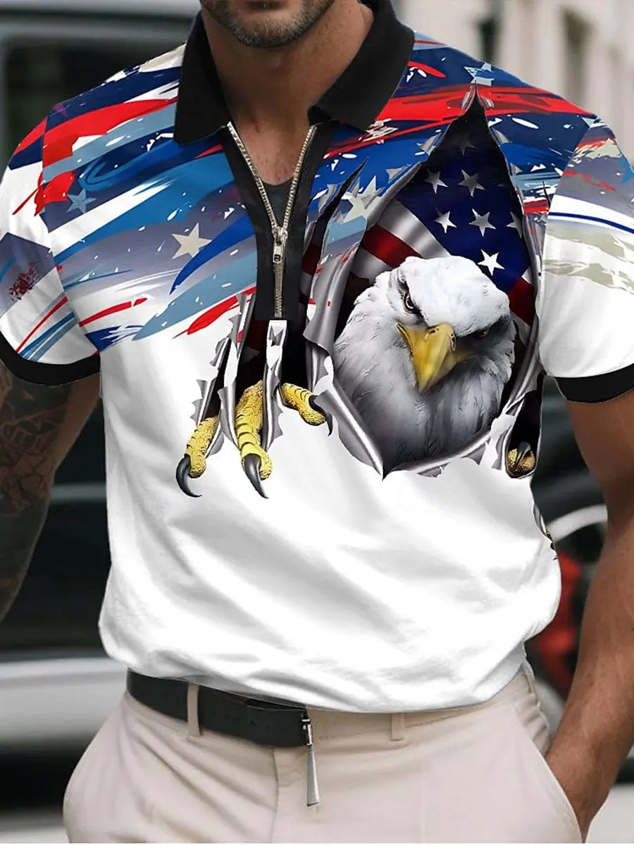 American Flag Eagle Polo Shirt Patriotic Gift for USA Supporters Casual Wear American Flag Eagle Polo Shirt Patriotic Gift for USA Supporters Casual Wear